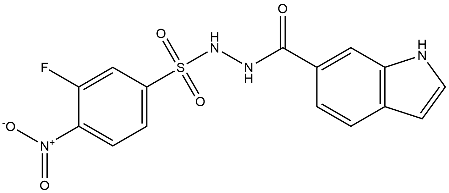 3-fluoro-N'-(1H-indole-6-carbonyl)-4-nitrobenzenesulfonohydrazide Structure