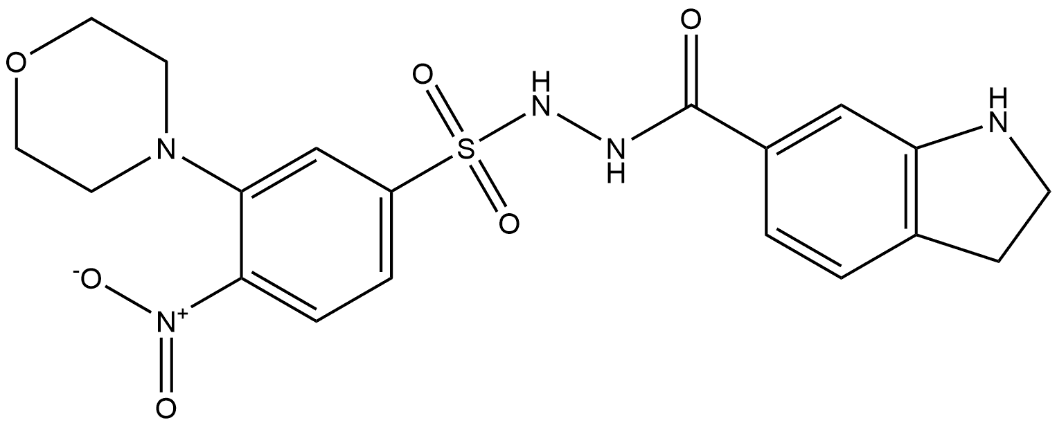 N′-(indoline-6-carbonyl)-3-morpholino-4-nitrobenzenesulfonohydrazide Structure