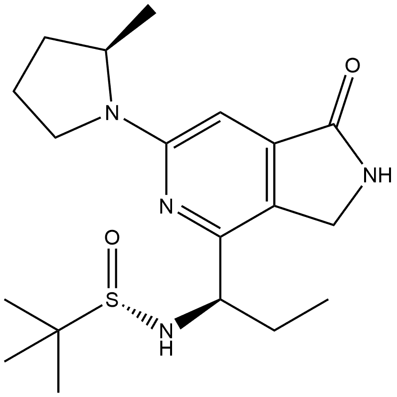 [S(S)]-N-[(1R)-1-[2,3-Dihydro-6-[(2R)-2-methyl-1-pyrrolidinyl]-1-oxo-1H-pyrrolo[3,4-c]pyridin-4-yl]propyl]-2-methyl-2-propanesulfinamide Structure