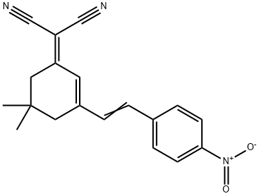 Propanedinitrile, 2-[5,5-dimethyl-3-[2-(4-nitrophenyl)ethenyl]-2-cyclohexen-1-ylidene]- Structure