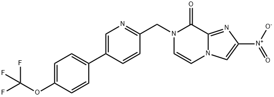 Imidazo[1,2-a]pyrazin-8(7H)-one, 2-nitro-7-[[5-[4-(trifluoromethoxy)phenyl]-2-pyridinyl]methyl]- Structure