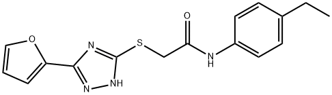 Acetamide, N-(4-ethylphenyl)-2-[[3-(2-furanyl)-1H-1,2,4-triazol-5-yl]thio]- Structure