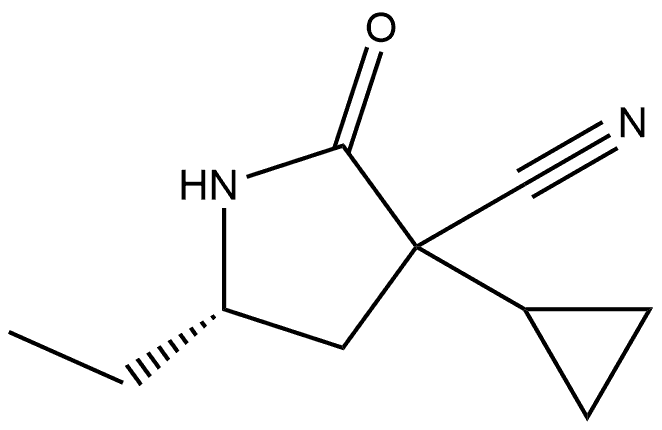 (5S)-3-cyclopropyl-5-ethyl-2-oxo-pyrrolidine-3-carbonitrile 구조식 이미지