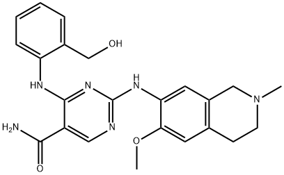 5-Pyrimidinecarboxamide, 4-[[2-(hydroxymethyl)phenyl]amino]-2-[(1,2,3,4-tetrahydro-6-methoxy-2-methyl-7-isoquinolinyl)amino]- 구조식 이미지