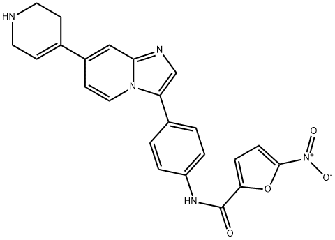 2-Furancarboxamide, 5-nitro-N-[4-[7-(1,2,3,6-tetrahydro-4-pyridinyl)imidazo[1,2-a]pyridin-3-yl]phenyl]- Structure