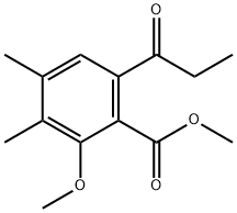 Benzoic acid, 2-methoxy-3,4-dimethyl-6-(1-oxopropyl)-, methyl ester Structure