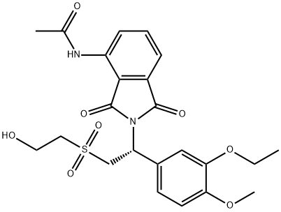 Acetamide, N-[2-[(1R)-1-(3-ethoxy-4-methoxyphenyl)-2-[(2-hydroxyethyl)sulfonyl]ethyl]-2,3-dihydro-1,3-dioxo-1H-isoindol-4-yl]- 구조식 이미지