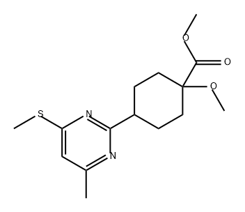 Cyclohexanecarboxylic acid, 1-methoxy-4-[4-methyl-6-(methylthio)-2-pyrimidinyl]-, methyl ester 구조식 이미지