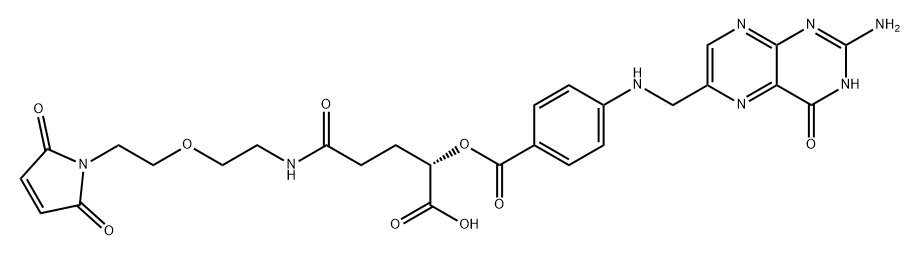 Benzoic acid, 4-[[(2-amino-3,4-dihydro-4-oxo-6-pteridinyl)methyl]amino]-, (1S)-1-carboxy-4-[[2-[2-(2,5-dihydro-2,5-dioxo-1H-pyrrol-1-yl)ethoxy]ethyl]amino]-4-oxobutyl ester Structure