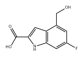 1H-Indole-2-carboxylic acid, 6-fluoro-4-(hydroxymethyl)- 구조식 이미지