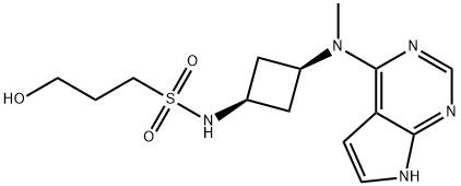 1-Propanesulfonamide, 3-hydroxy-N-[cis-3-(methyl-7H-pyrrolo[2,3-d]pyrimidin-4-ylamino)cyclobutyl]- Structure