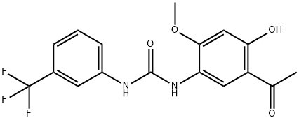 Urea, N-(5-acetyl-4-hydroxy-2-methoxyphenyl)-N'-[3-(trifluoromethyl)phenyl]- Structure