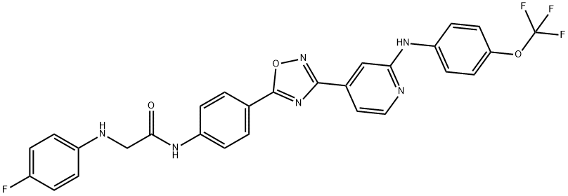 Acetamide, 2-[(4-fluorophenyl)amino]-N-[4-[3-[2-[[4-(trifluoromethoxy)phenyl]amino]-4-pyridinyl]-1,2,4-oxadiazol-5-yl]phenyl]- Structure