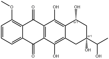 5,12-Naphthacenedione, 7,8,9,10-tetrahydro-6,8,10,11-tetrahydroxy-8-(1-hydroxyethyl)-1-methoxy-, (8R,10R)-rel- Structure
