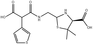 4-Thiazolidinecarboxylic acid, 2-[[[2-carboxy-2-(3-thienyl)acetyl]amino]methyl]-5,5-dimethyl-, (4S)- 구조식 이미지