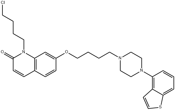 2(1H)-Quinolinone, 7-[4-(4-benzo[b]thien-4-yl-1-piperazinyl)butoxy]-1-(4-chlorobutyl)- 구조식 이미지