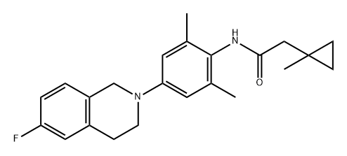 Cyclopropaneacetamide, N-[4-(6-fluoro-3,4-dihydro-2(1H)-isoquinolinyl)-2,6-dimethylphenyl]-1-methyl- Structure