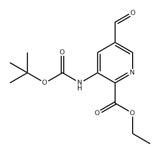 2-Pyridinecarboxylic acid, 3-[[(1,1-dimethylethoxy)carbonyl]amino]-5-formyl-, ethyl ester 구조식 이미지