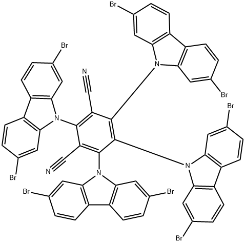 2,4,5,6-Tetrakis(2,7-dibromo-9H-carbazol-9-yl)-1,3-benzenedicarbonitrile Structure