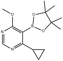 Pyrimidine, 4-cyclopropyl-6-methoxy-5-(4,4,5,5-tetramethyl-1,3,2-dioxaborolan-2-yl)- 구조식 이미지