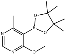 Pyrimidine, 4-methoxy-6-methyl-5-(4,4,5,5-tetramethyl-1,3,2-dioxaborolan-2-yl)- 구조식 이미지