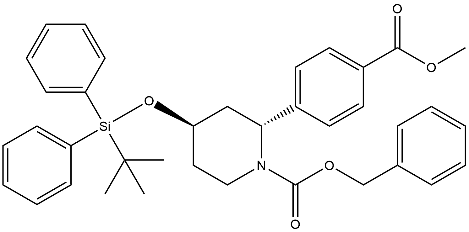 benzyl trans-4-[tert-butyl(diphenyl)silyl]oxy-2-(4-methoxycarbonylphenyl)piperidine-1-carboxylate Structure