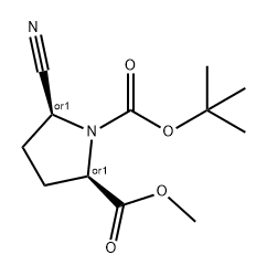 1,2-Pyrrolidinedicarboxylic acid, 5-cyano-, 1-(1,1-dimethylethyl) 2-methyl ester, (2R,5S)-rel- Structure