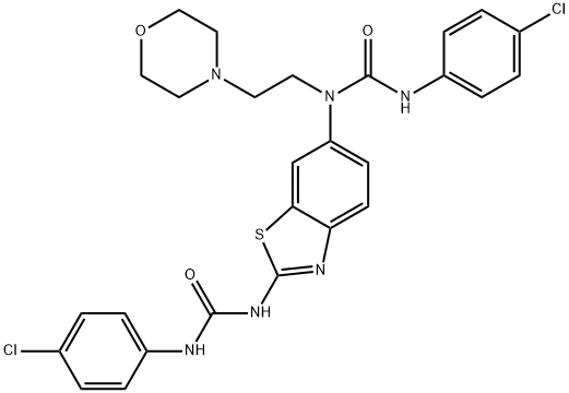 Urea, N'-(4-chlorophenyl)-N-[2-[[[(4-chlorophenyl)amino]carbonyl]amino]-6-benzothiazolyl]-N-[2-(4-morpholinyl)ethyl]- Structure