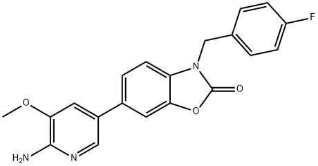 2(3H)-Benzoxazolone, 6-(6-amino-5-methoxy-3-pyridinyl)-3-[(4-fluorophenyl)methyl]- Structure