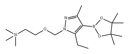 1H-Pyrazole, 5-ethyl-3-methyl-4-(4,4,5,5-tetramethyl-1,3,2-dioxaborolan-2-yl)-1-[[2-(trimethylsilyl)ethoxy]methyl]- 구조식 이미지