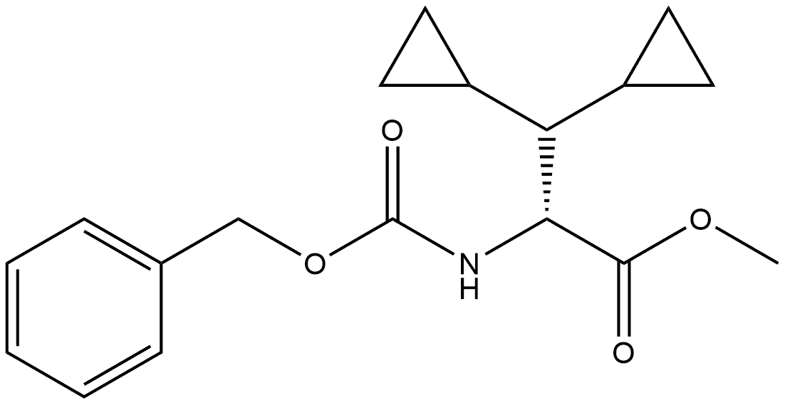 Cyclopropanepropanoic acid, β-cyclopropyl-α-[[(phenylmethoxy)carbonyl]amino]-, methyl ester, (αR)- Structure