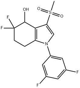 1H-Indol-4-ol, 1-(3,5-difluorophenyl)-5,5-difluoro-4,5,6,7-tetrahydro-3-(methylsulfonyl)- Structure