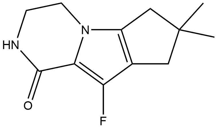 9-Fluoro-3,4,7,8-tetrahydro-7,7-dimethyl-2H-cyclopenta[4,5]pyrrolo[1,2-a]pyrazin-1(6H)-one Structure