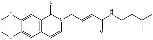 2-Butenamide, 4-(6,7-dimethoxy-1-oxo-2(1H)-isoquinolinyl)-N-(3-methylbutyl)-, (2E)- Structure