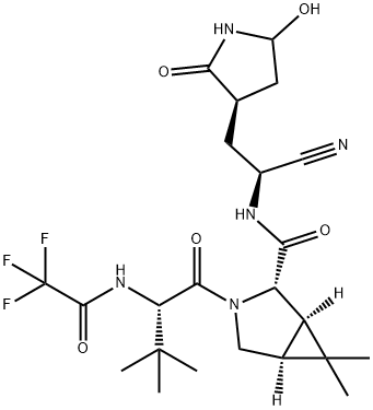 3-Azabicyclo[3.1.0]hexane-2-carboxamide, N-[(1S)-1-cyano-2-[(3R)-5-hydroxy-2-oxo-3-pyrrolidinyl]ethyl]-3-[(2S)-3,3-dimethyl-1-oxo-2-[(2,2,2-trifluoroacetyl)amino]butyl]-6,6-dimethyl-, (1R,2S,5S)- Structure