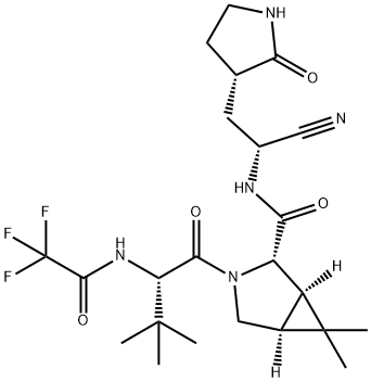 3-Azabicyclo[3.1.0]hexane-2-carboxamide, N-[(1R)-1-cyano-2-[(3S)-2-oxo-3-pyrrolidinyl]ethyl]-3-[(2S)-3,3-dimethyl-1-oxo-2-[(2,2,2-trifluoroacetyl)amino]butyl]-6,6-dimethyl-, (1R,2S,5S)- Structure