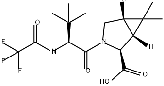 (1R,2S,5S)-3-((S)-3,3-dimethyl-2-(2,2,2-trifluoroacetamido)butanoyl)-6,6-dimethyl-3-azabicyclo[3.1.0]hexane-2-carboxylic acid Structure