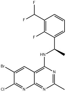 6-Bromo-7-chloro-N-[(1R)-1-[3-(difluoromethyl)-2-fluorophenyl]ethyl]-2-methylpyrido[2,3-d]pyrimidin-4-amine Structure