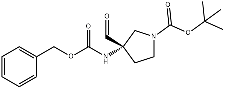 1-Pyrrolidinecarboxylic acid, 3-formyl-3-[[(phenylmethoxy)carbonyl]amino]-, 1,1-dimethylethyl ester, (3S)- Structure