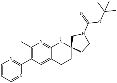 Spiro[1,8-naphthyridine-2(1H),3'-pyrrolidine]-1'-carboxylic acid, 3,4-dihydro-7-methyl-6-(2-pyrimidinyl)-, 1,1-dimethylethyl ester, (2S)- Structure