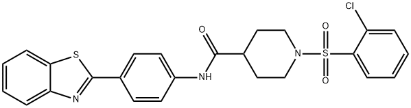 4-Piperidinecarboxamide, N-[4-(2-benzothiazolyl)phenyl]-1-[(2-chlorophenyl)sulfonyl]- Structure