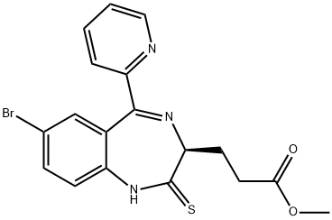 1H-1,4-Benzodiazepine-3-propanoic acid, 7-bromo-2,3-dihydro-5-(2-pyridinyl)-2-thioxo-, methyl ester, (3S)- Structure