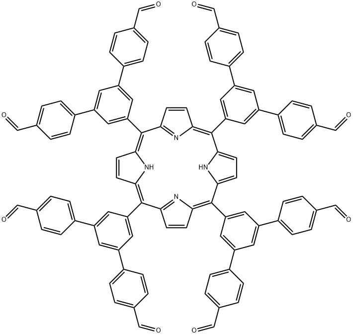 [1,1':3',1''-Terphenyl]-4,4''-dicarboxaldehyde, 5',5'''',5''''''',5''''''''''-(21H,23H-porphine-5,10,15,20-tetrayl)tetrakis- Structure