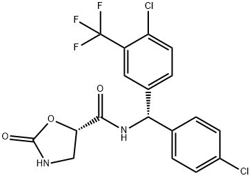 5-Oxazolidinecarboxamide, N-[(S)-(4-chlorophenyl)[4-chloro-3-(trifluoromethyl)phenyl]methyl]-2-oxo-, (5S)- Structure