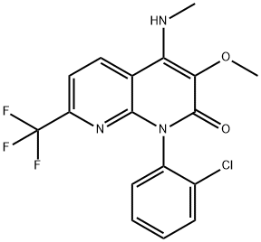 1,8-Naphthyridin-2(1H)-one, 1-(2-chlorophenyl)-3-methoxy-4-(methylamino)-7-(trifluoromethyl)- Structure