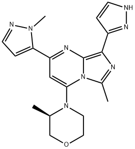 Imidazo[1,5-a]pyrimidine, 6-methyl-4-[(3R)-3-methyl-4-morpholinyl]-2-(1-methyl-1H-pyrazol-5-yl)-8-(1H-pyrazol-3-yl)- Structure