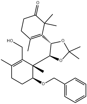 3-Cyclohexen-1-one, 3-[(4S,5S)-5-[(1S,6S)-2-(hydroxymethyl)-1,3-dimethyl-6-(phenylmethoxy)-2-cyclohexen-1-yl]-2,2-dimethyl-1,3-dioxolan-4-yl]-2,2,4-trimethyl- Structure