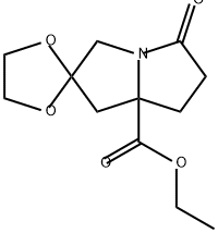 Spiro[1,3-dioxolane-2,2'(3'H)-[1H]pyrrolizine]-7'a(5'H)-carboxylic acid, dihydro-5'-oxo-, ethyl ester Structure