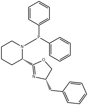 Piperidine, 2-[(4S)-4,5-dihydro-4-(phenylmethyl)-2-oxazolyl]-1-(diphenylphosphino)-, (2S)- Structure