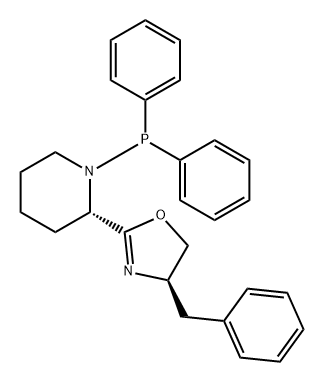 (R)-4-Benzyl-2-((S)-1-(diphenylphosphanyl)piperidin-2-yl)-4,5-dihydrooxazole 구조식 이미지